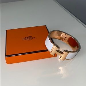 COPY - Hermès Clic Clac H Bracelet in White/Rose …
